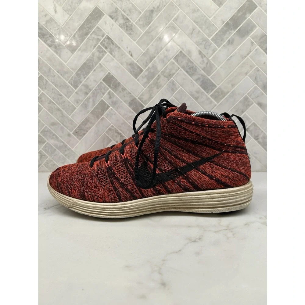 Nike Lunar Flyknit Chukka Red Deep Burgundy Maroon 554969-606‎ Mens Size 10